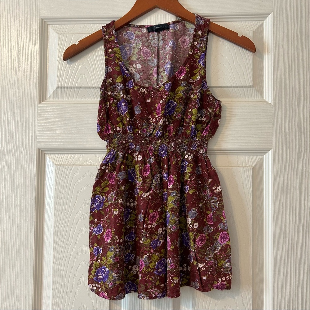 Forever 21 Floral Tank Top - Purple and Green